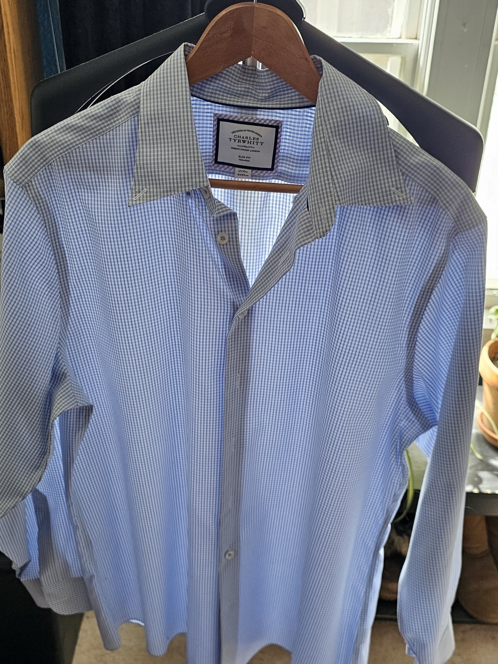 Charles Tyrwhitt Light Blue Micro-Check Dress Shirt